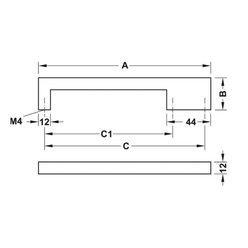 Tay nắm tủ vuông có đế Hafele 110.34.357 (đen, mờ)